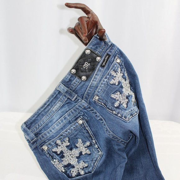 Miss Me Embellished Bling Boot Cut Jean, Size 27 - Picture 2 of 9